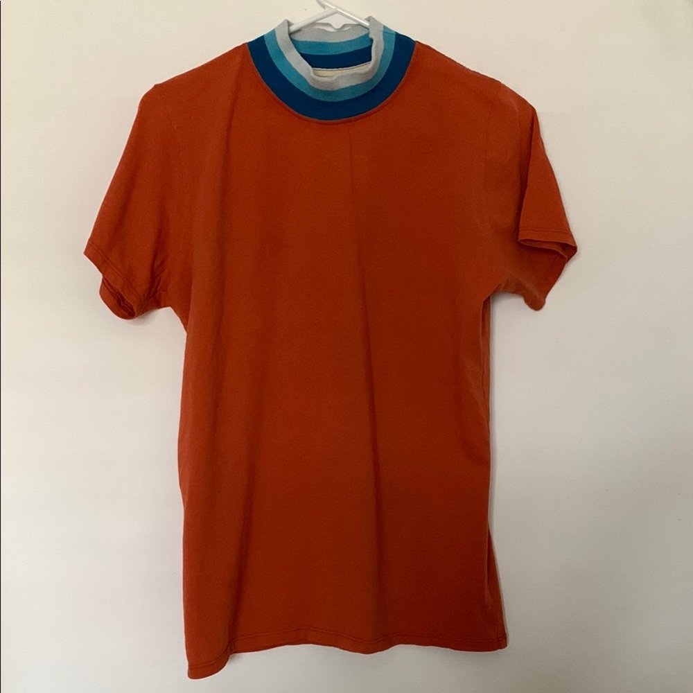 Big Bud Press Orange Tee with Blue Collar